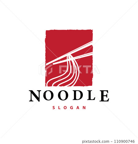 Noodle logo vector traditional japanese food ramen noodles restaurant brand silhouette design template 110900746