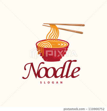 Noodle logo vector traditional japanese food ramen noodles restaurant brand silhouette design template 110900752