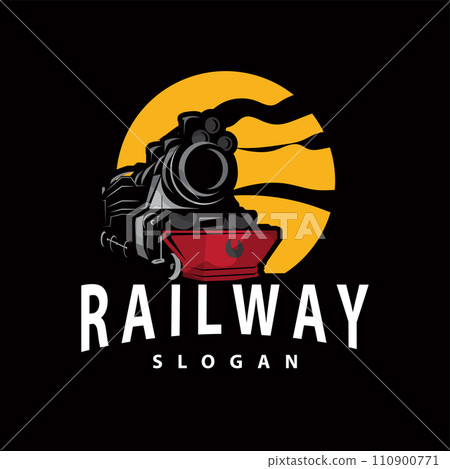 Steam train logo vector illustration old train silhouette vintage locomotive design template brand 110900771