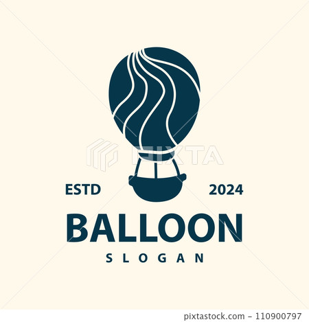 Hot air balloon logo premium creative design colorful air transport symbol template simple style 110900797