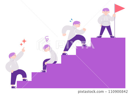 Image illustration material of a man taking a step up in his career 110900842