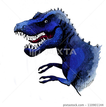 Tyrannosaurus Rex dinosaur. Hand-drawn ink and watercolor sketch Tyrannosaurus Rex dinosaur. Hand-drawn ink and watercolor sketch 110901144