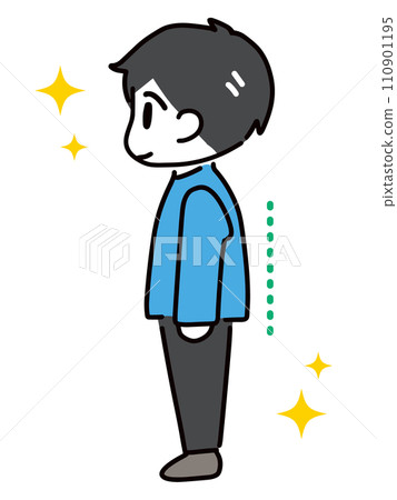 A young man in casual clothes, facing sideways with good posture (full body). A young man in casual clothes, facing sideways with good posture (full body). 110901195