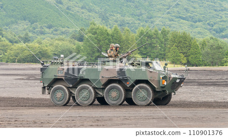 Ground Self-Defense Force Evaluation Support Team Type 96 wheeled armored vehicle running Ground Self-Defense Force Evaluation Support Team Type 96 wheeled armored vehicle running 110901376