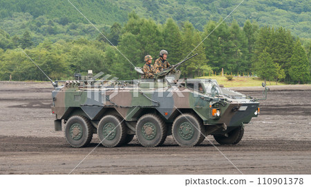Ground Self-Defense Force Evaluation Support Team Type 96 wheeled armored vehicle running Ground Self-Defense Force Evaluation Support Team Type 96 wheeled armored vehicle running 110901378