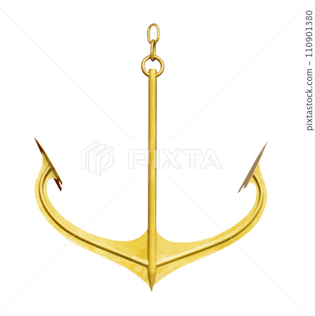 Gold color anchor isolated Gold color anchor isolated 110901380