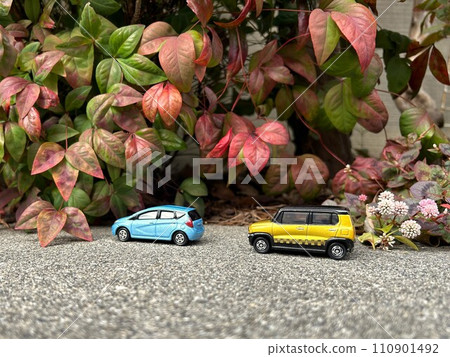 Landscape with a mini car Landscape with a mini car 110901492