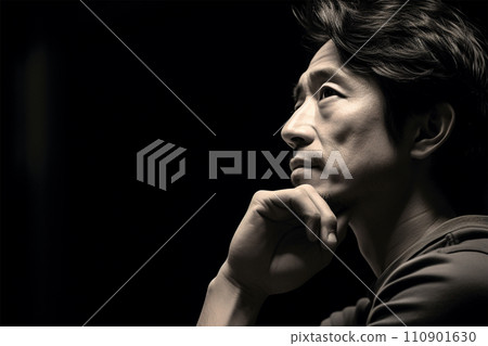 Japanese man thinking 110901630
