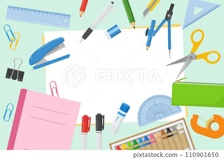 文具橫幅背景_向量插圖 110901650