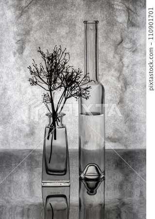 Still life with glass objects with reflection 110901701