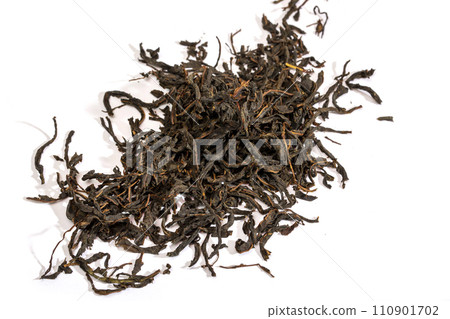 Fermented Chamaenerion angustifolium leaves on a white background; 110901702