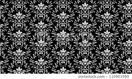 無縫圖案背景材料，伊斯蘭阿拉伯式花紋圖案（黑色背景） 110901999
