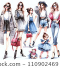 時尚女性AI圖像各種姿勢插畫 110902469