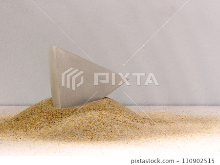 podiums on the sand for presentation show product cosmetic display , stage pedestal or platform background 110902515