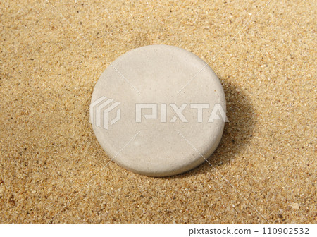 podiums on the sand for presentation show product cosmetic display , stage pedestal or platform background 110902532