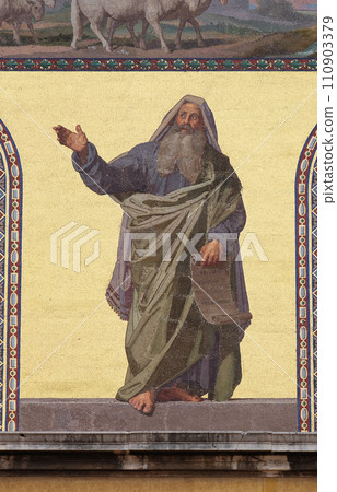 Mosaic of the Prophet Jeremiah in the facade of Basilica of Saint Paul outside the walls, Rome, Italy Mosaic of the Prophet Jeremiah in the facade of Basilica of Saint Paul outside the walls, Rome, Italy 110903379