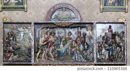 Nativity Scene, altarpiece in the church of Saint Matthew in Stitar, Croatia Nativity Scene, altarpiece in the church of Saint Matthew in Stitar, Croatia 110903388