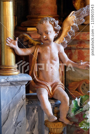 Angel statue on altar in the church of Holy Trinity in Klenovnik, Croatia Angel statue on altar in the church of Holy Trinity in Klenovnik, Croatia 110903543