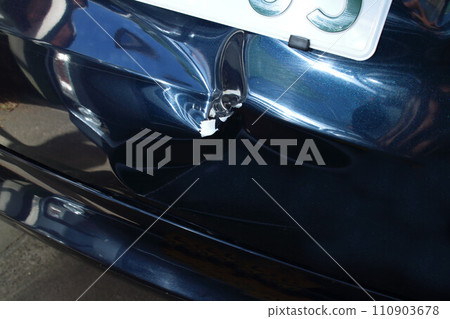 Car dented by rear collision Car dented by rear collision 110903678