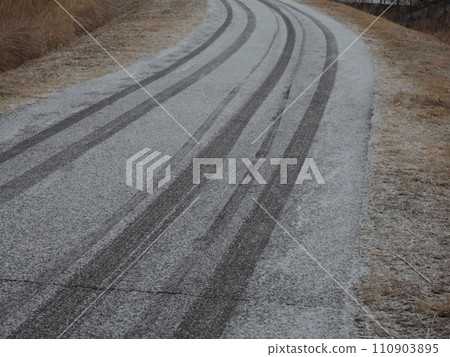 Snowy road surface Snowy road surface 110903895