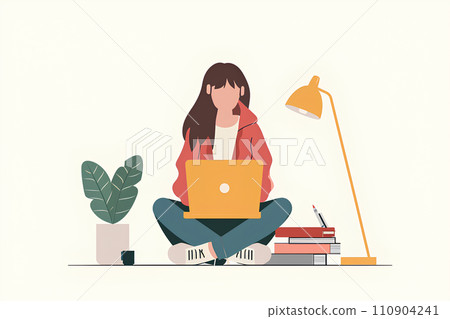 線上學習的年輕女學生-2 線上學習的年輕女學生-2 110904241