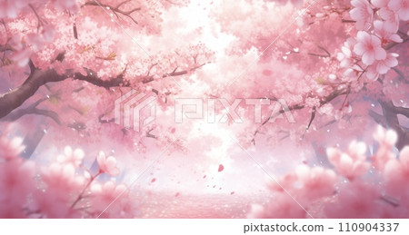 Spring background material with beautiful and gorgeous cherry blossoms and falling petals AI material Spring background material with beautiful and gorgeous cherry blossoms and falling petals AI material 110904337