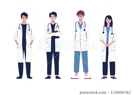 4 medical workers (standing pose) 4 medical workers (standing pose) 110904762