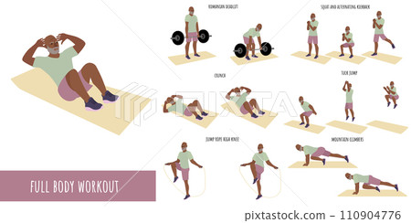 Senior man doing full body workout Senior man doing full body workout 110904776