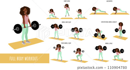 Healthy woman doing full body workout 110904780