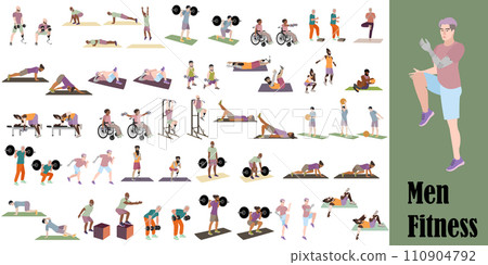 Diversity men doing full body workout 110904792