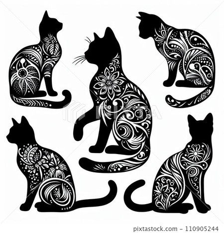Black cat illustration 110905244