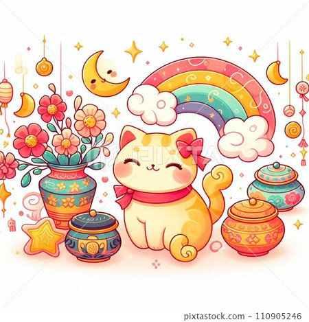 cute cats and objects 110905246