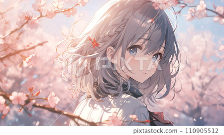 Cherry blossom season, graduation ceremony, school entrance season "AI generated images" 110905512