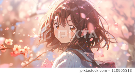 Cherry blossom season, graduation ceremony, school entrance season "AI generated images" 110905518