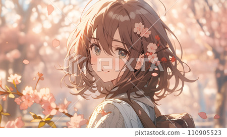 Cherry blossom season, graduation ceremony, school entrance season "AI generated images" 110905523