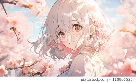 Cherry blossom season, graduation ceremony, school entrance season "AI generated images" 110905525