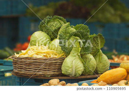 Large pile of vegetable displayed at the farmers stand at the Naplavka street food market in Prague downtown, Czech Republic Large pile of vegetable displayed at the farmers stand at the Naplavka street food market in Prague downtown, Czech Republic 110905695