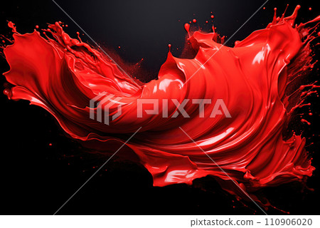Smear or splash of red paint on a black background for copy space 110906020