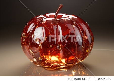 Symbolic apple with honey on a tray for the Rosh Hashanah holiday 110906040