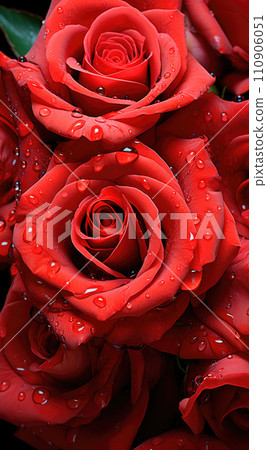 Close-up of red roses with dew drops 110906051