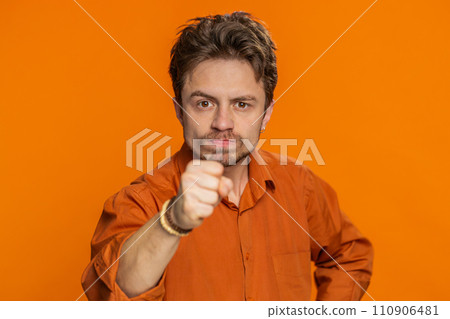 Irritated displeased aggressive unhappy man gesturing hands blaming scolding for failure problem Irritated displeased aggressive unhappy man gesturing hands blaming scolding for failure problem 110906481