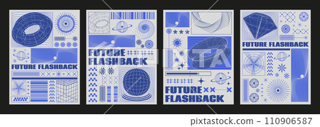 Y2k style banners set Y2k style banners set 110906587