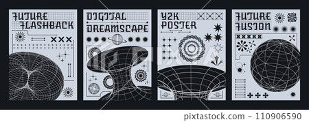 Set of retro futuristic flyers 110906590