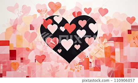 AI-generated content. A tapestry of hearts in varying shades of pink, black and red, creating a mosaic of love 110906857