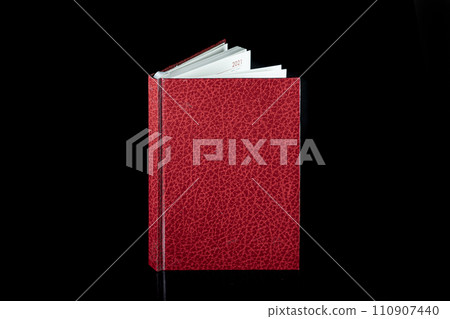 close up of a blank velour fluffy notebook on black background with clipping path 110907440