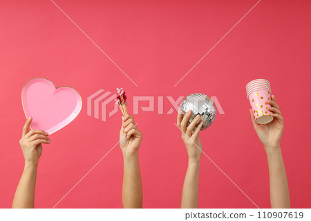 Party concept, things in the hands of many women. 110907619
