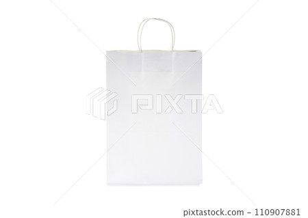 close up of a long white paper bag on white background with clipping path 110907881