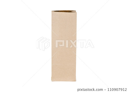 Recycled paper kraft long shopping bag isolated on white background. 110907912