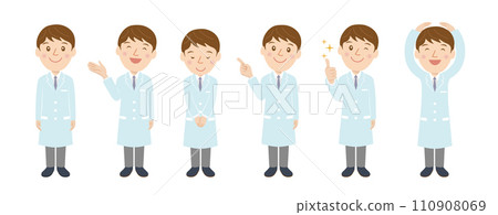 Doctor, researcher, man, facial expression, set, vector Doctor, researcher, man, facial expression, set, vector 110908069