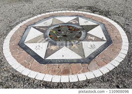 Rokkosaki Lighthouse Square A compass set on the ground Rokkosaki Lighthouse Square A compass set on the ground 110908096